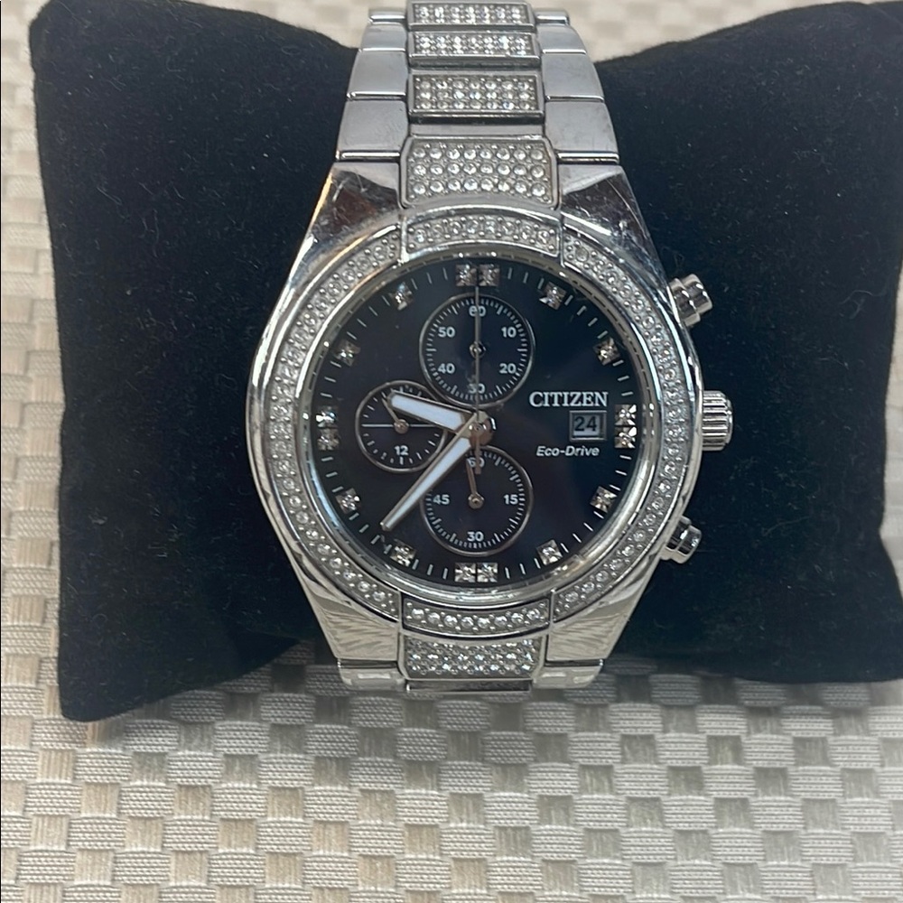 Citizen Men's Silver Watch with Black Dial
